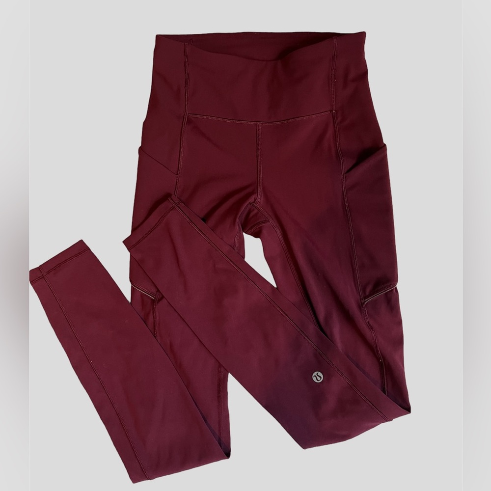 Lululemon burgundy/ wine color stretch pants/ leggings